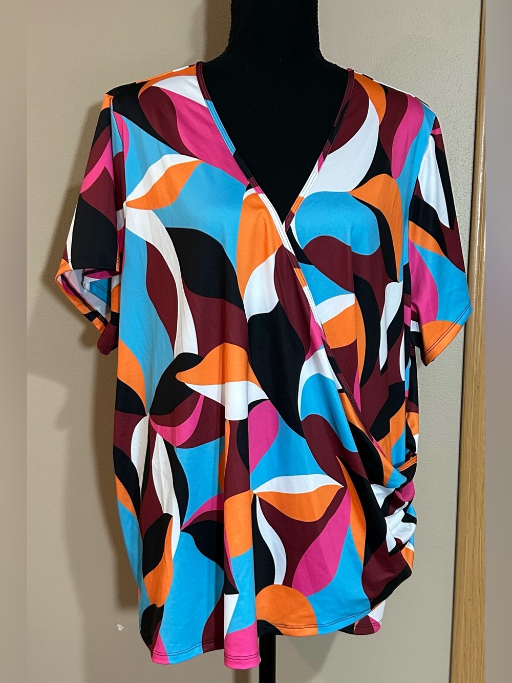 Lands End Women's V-neck Surplice Wrap Swim Coverup/Tee Rash Guard 2X